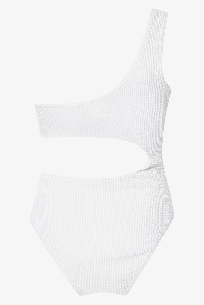Monokini Textured Swimsuit White (1)