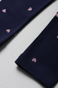 Glitter Heart Leggings Navy (1)