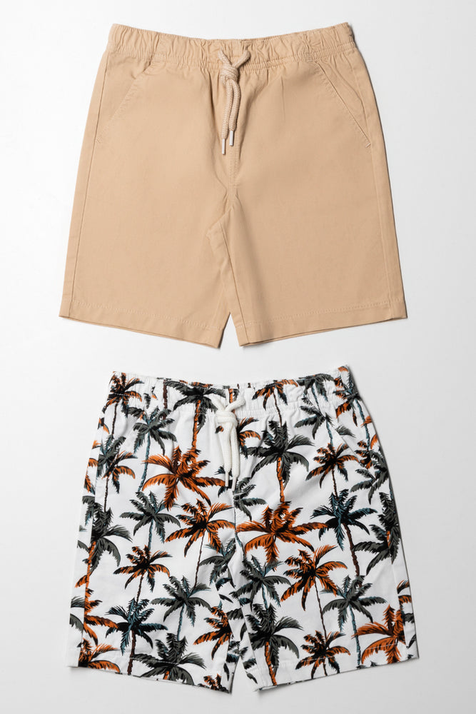 2 Pack Woven Shorts Nautical Off White And Natural