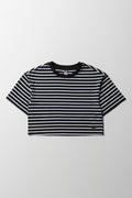 Stripe Boxy Short Sleeve T-Shirt Black