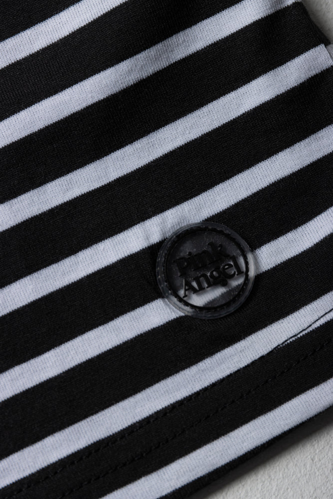 Stripe Boxy Short Sleeve T-Shirt Black