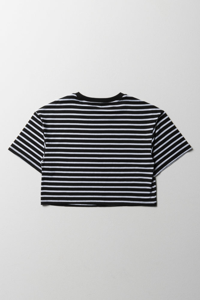 Stripe Boxy Short Sleeve T-Shirt Black (2)