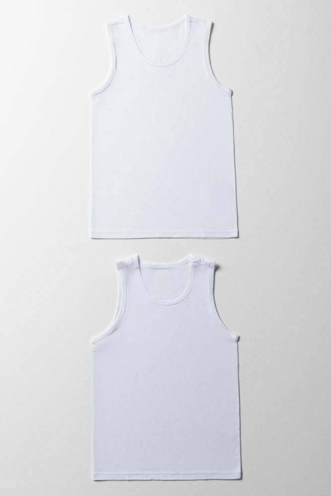 2 Pack Sleeveless Vests White