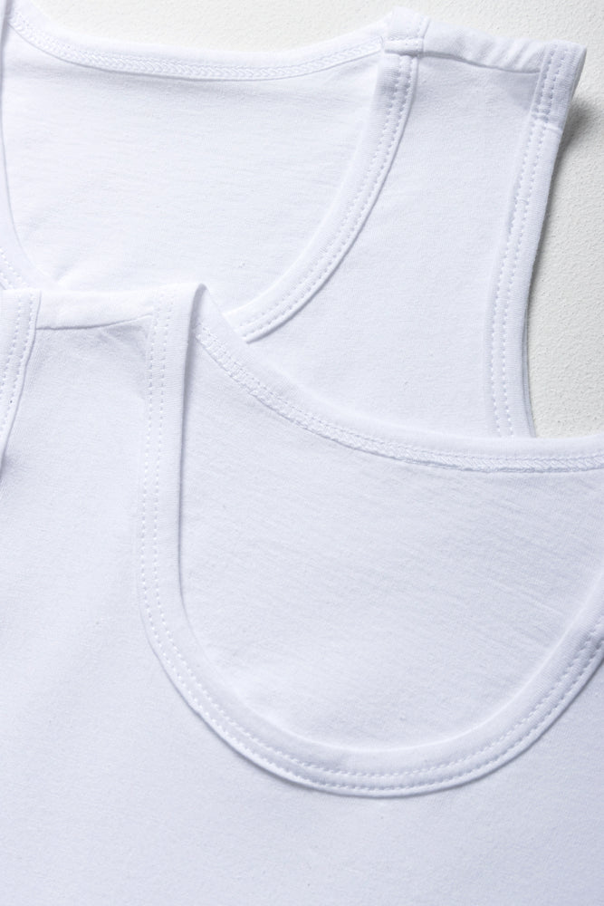2 Pack Sleeveless Vests White