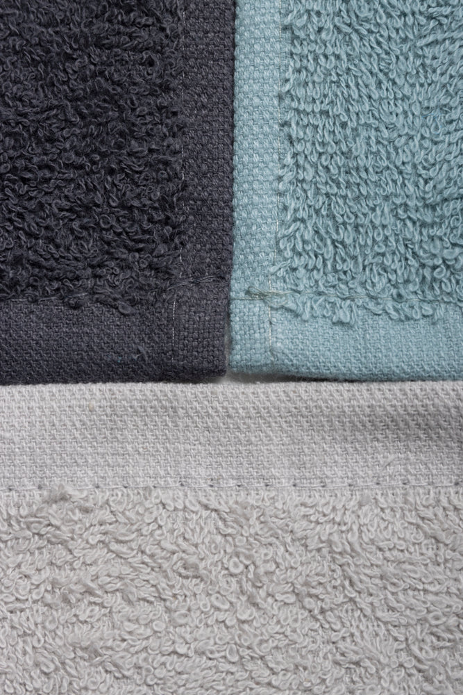 3 Pack Face Cloths Blue, white & Grey