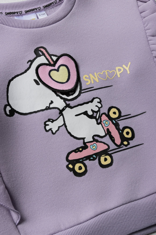Snoopy Styled Tracktop Fleece Lilac