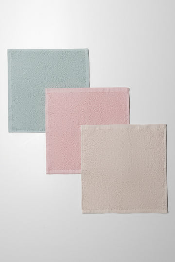 3 Pack Face Cloths  Natural,White & Pink