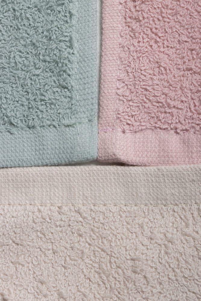 3 Pack Face Cloths  Natural,White & Pink