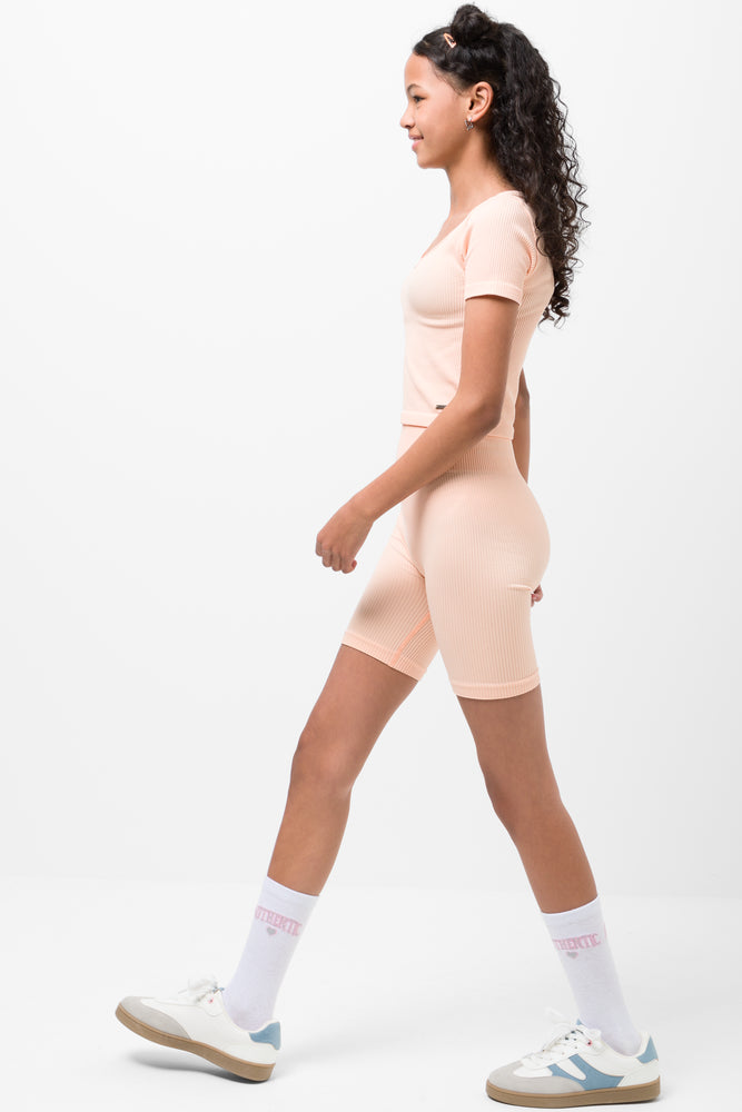 Seamless Short Sleeve T-Shirt Peach (1)