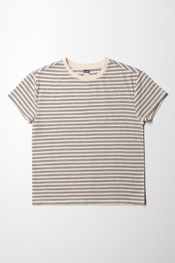 Regular Fit T-Shirt Stone & Grey Stripe