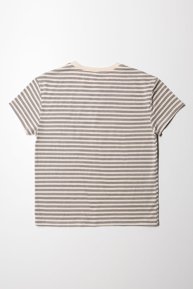 Regular Fit T-Shirt Stone & Grey Stripe (2)