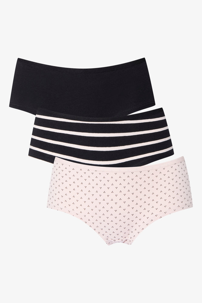 3 Pack Stripe Boylegs Black & Light Pink