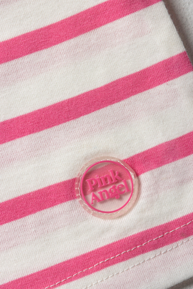 Stripe Boxy Short Sleeve T-Shirt Pink (1)