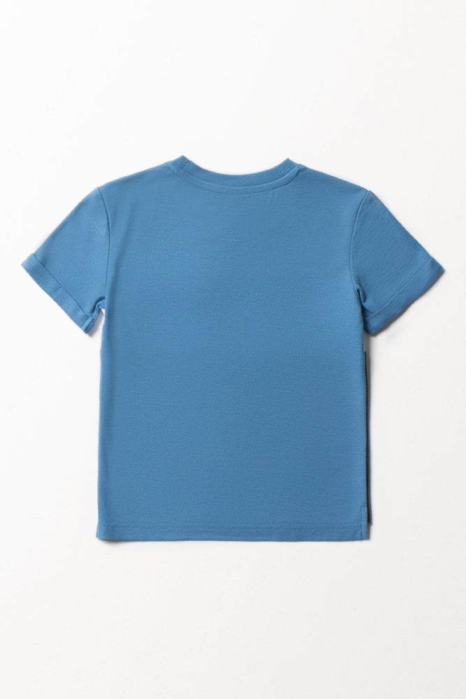 Colourblock Short Sleeve T-Shirt Blue (2)