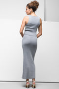 Lurex Knitwear Bodycon Skirt Silver (2)