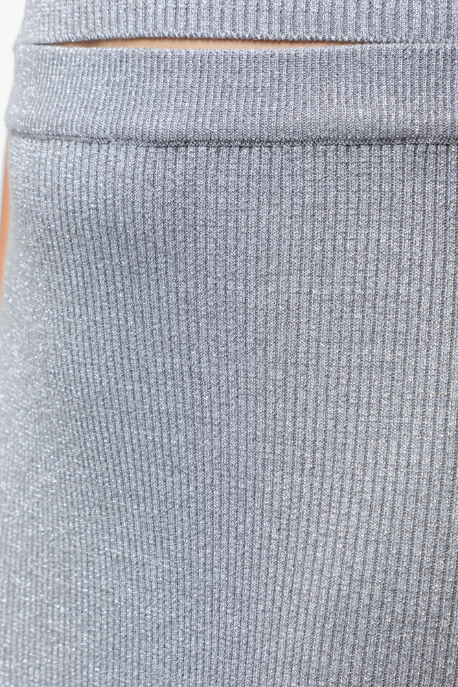 Lurex Knitwear Bodycon Skirt Silver (3)