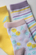 3 Pack Socks Yellow, Purple And White (1)
