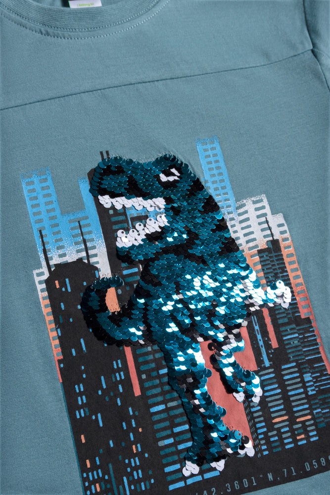 Two-Way Sequins T-Shirt Blue (1)