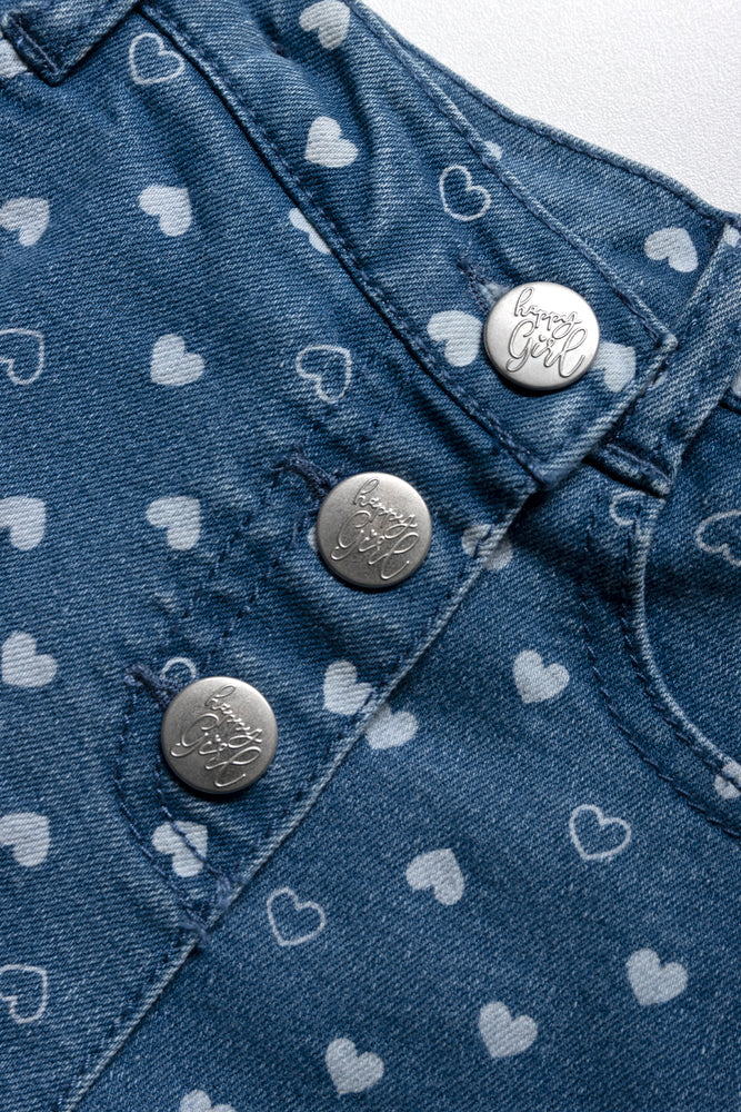 Lazer Heart Denim Skorts Blue
