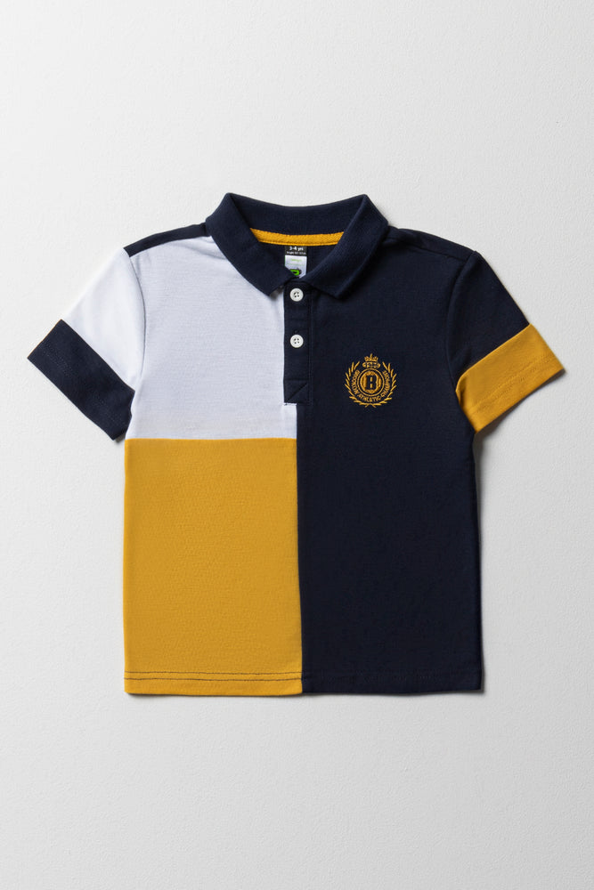 Colourblock Golfer Yellow And Navy