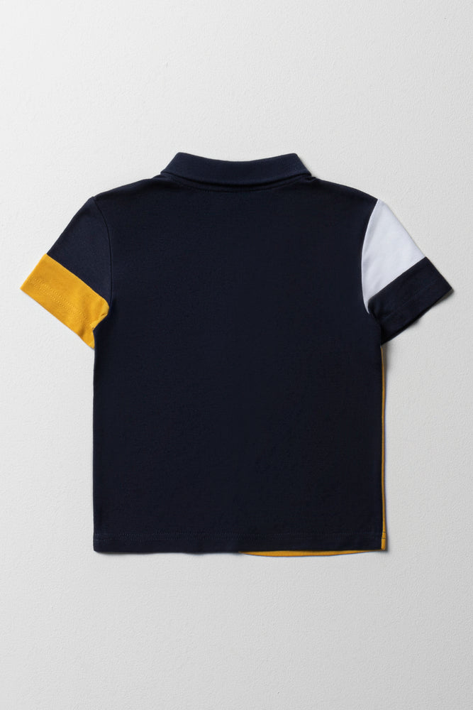 Colourblock Golfer Yellow And Navy (2)