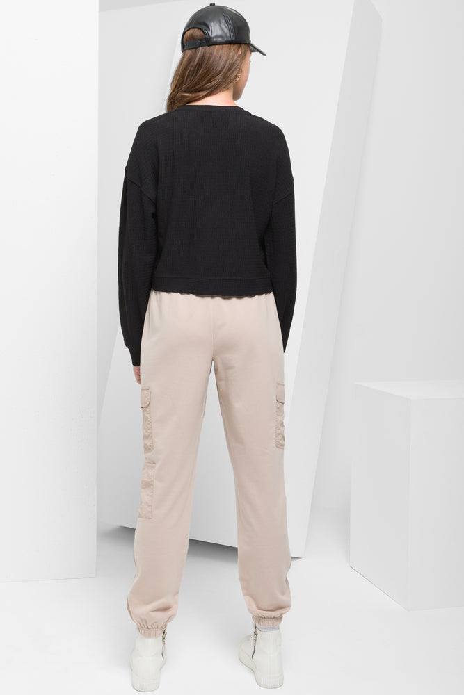 Boxy Long Sleeve Top Black (2)