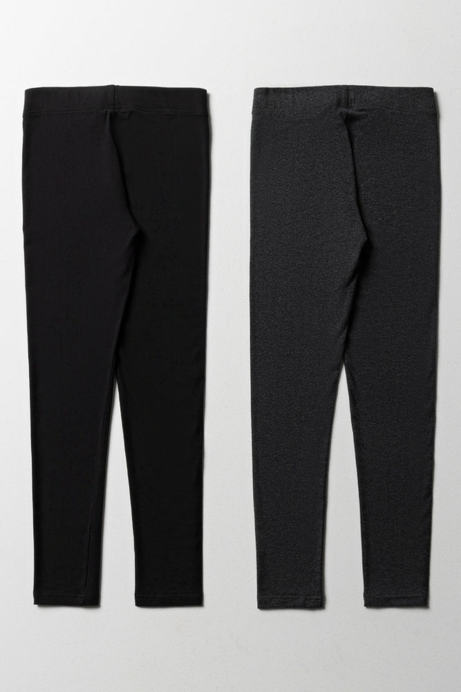 2 Pack Leggings Black Dark Grey