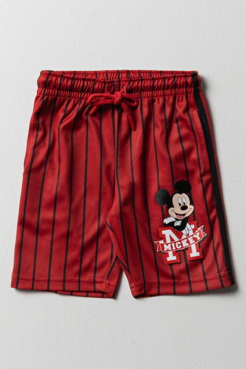 Mickey Mouse Mesh Shorts Red