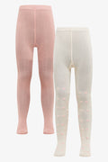 2 Pack Heart Tights Pink & White