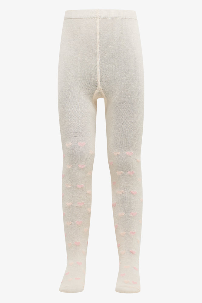 2 Pack Heart Tights Pink & White (1)