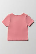 Seamless Short Sleeve T-Shirt Pink (2)