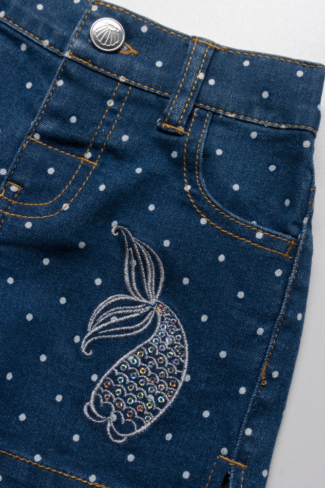 Sequin Mermaid Tail Denim Shorts Blue (1)