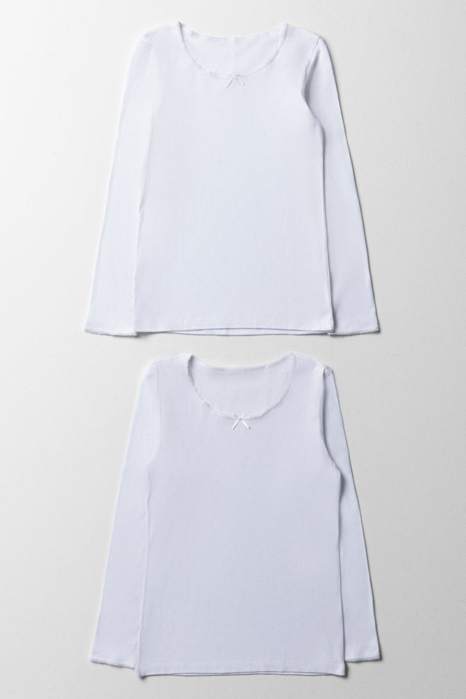 2 Pack Long Sleeve Vests White