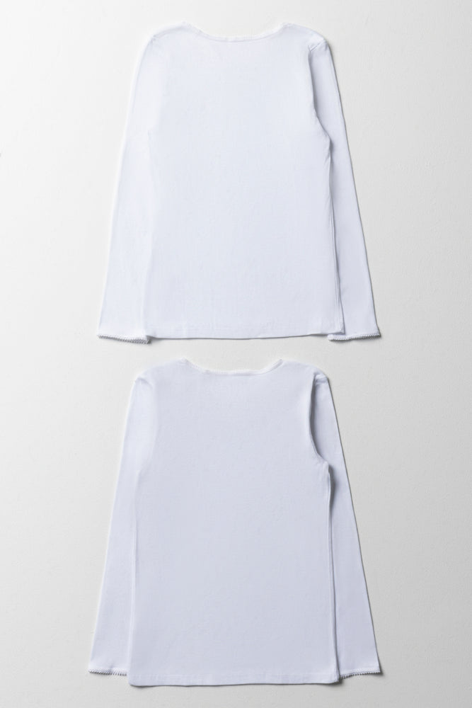 2 Pack Long Sleeve Vests White (2)