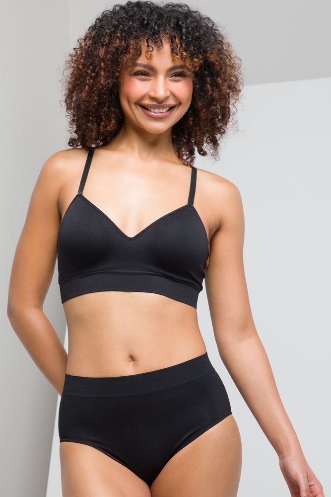2Pack Seamfree Bralette Grey Melange And Black