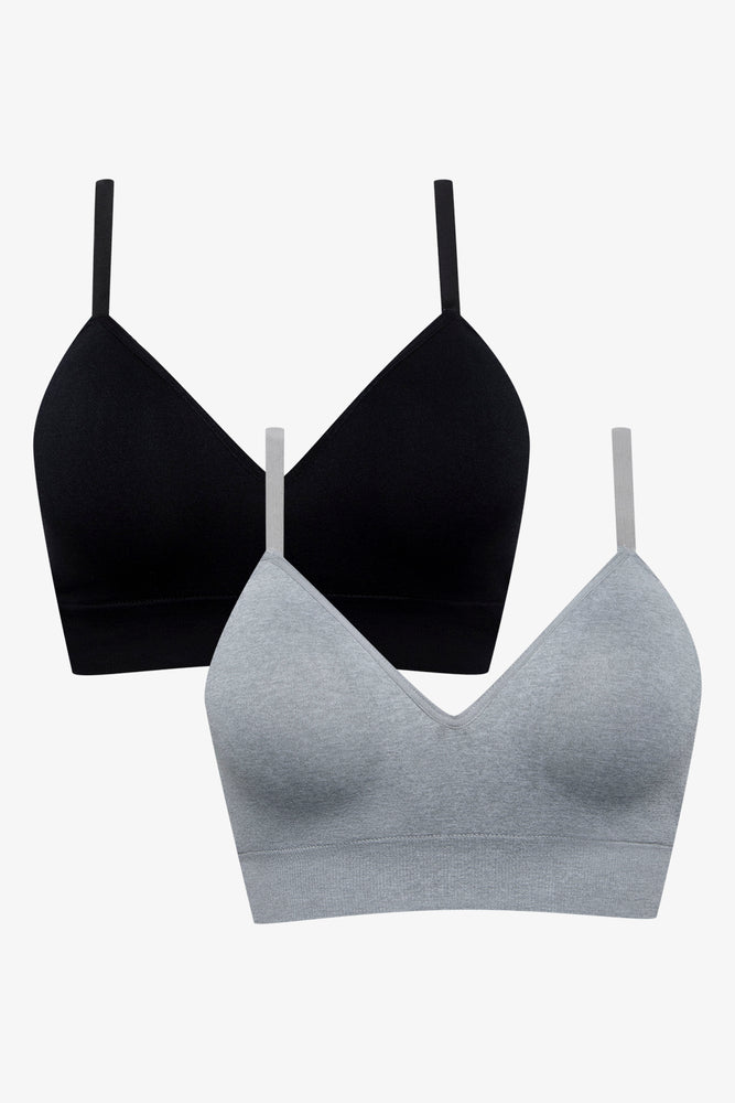 2Pack Seamfree Bralette Grey Melange And Black Bras Ackermans