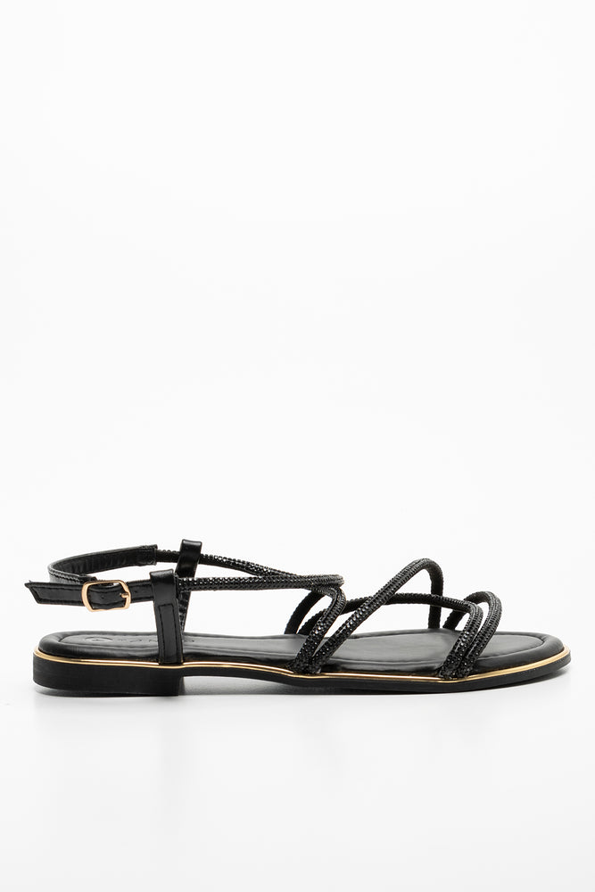 Diamante Strappy Sandal Black (1)