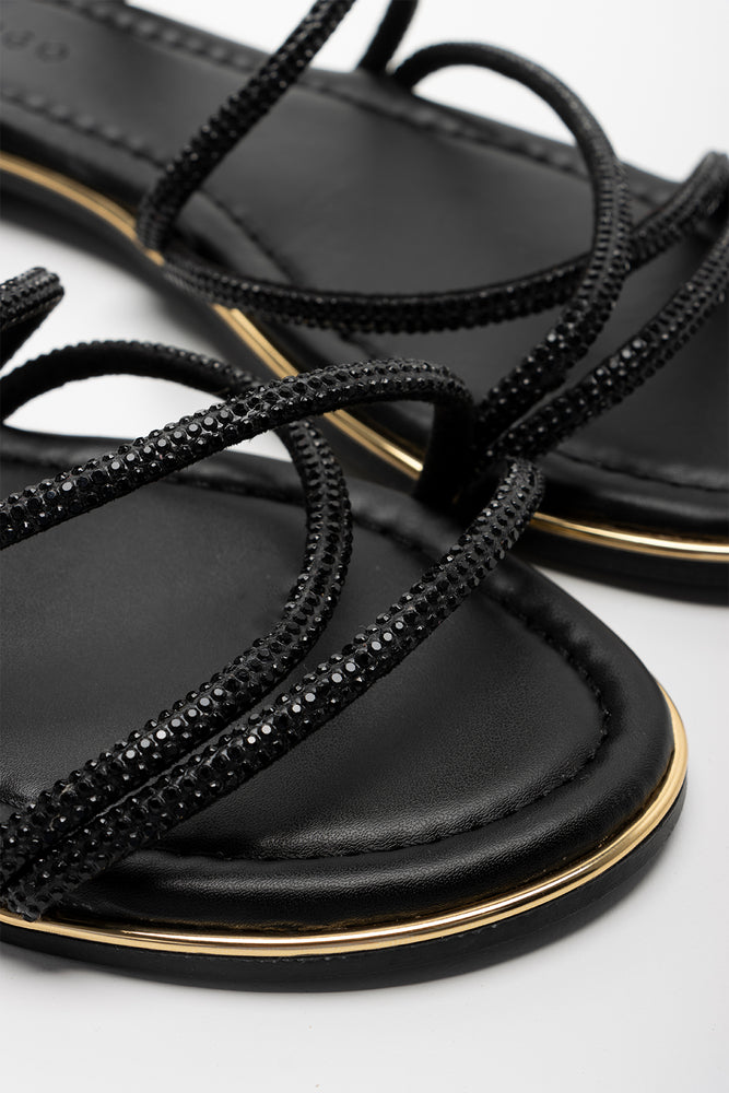 Diamante Strappy Sandal Black (2)