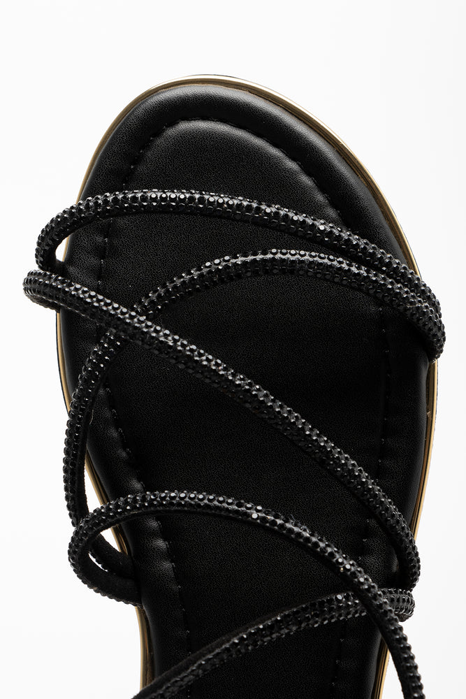 Diamante Strappy Sandal Black (4)