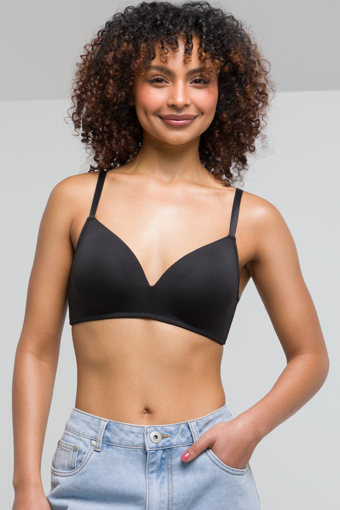 2 Pack Smooth Padded Wire Free Bras Black