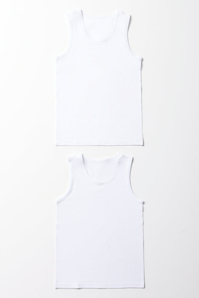 2 Pack Sleeveless Vests White