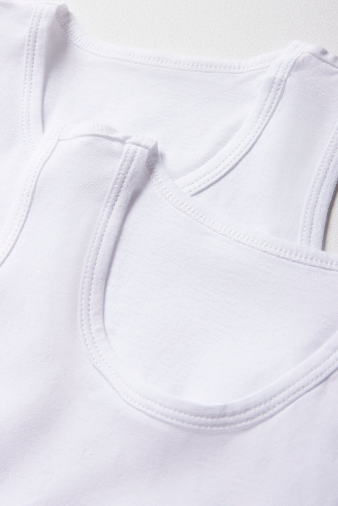 2 Pack Sleeveless Vests White (1)