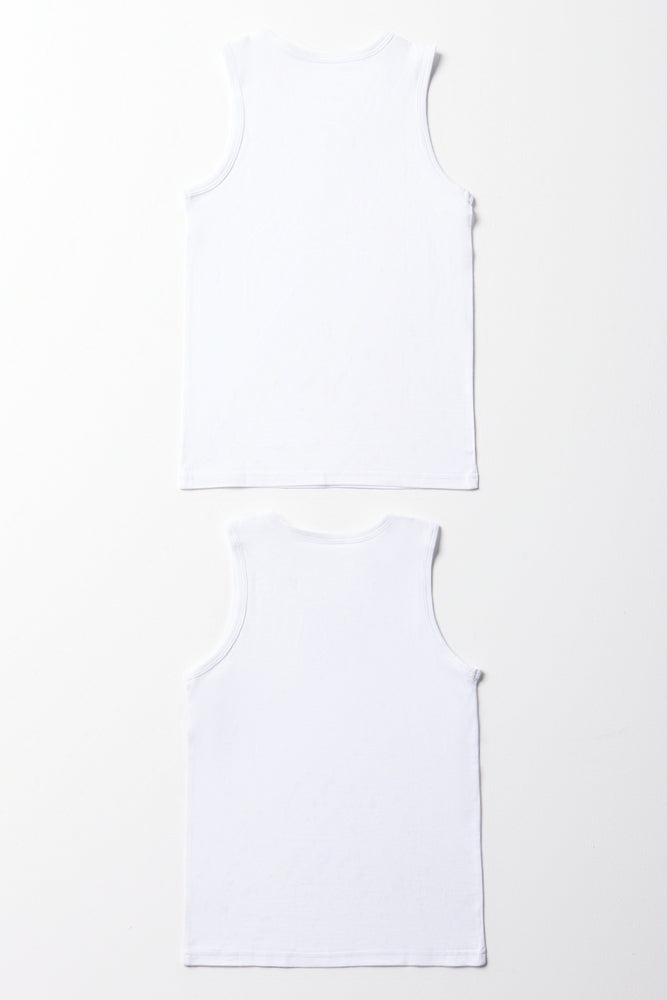 2 Pack Sleeveless Vests White (2)
