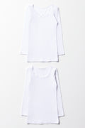 2 Pack Long Sleeve Vests White