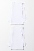 2 Pack Long Sleeve Vests White (2)