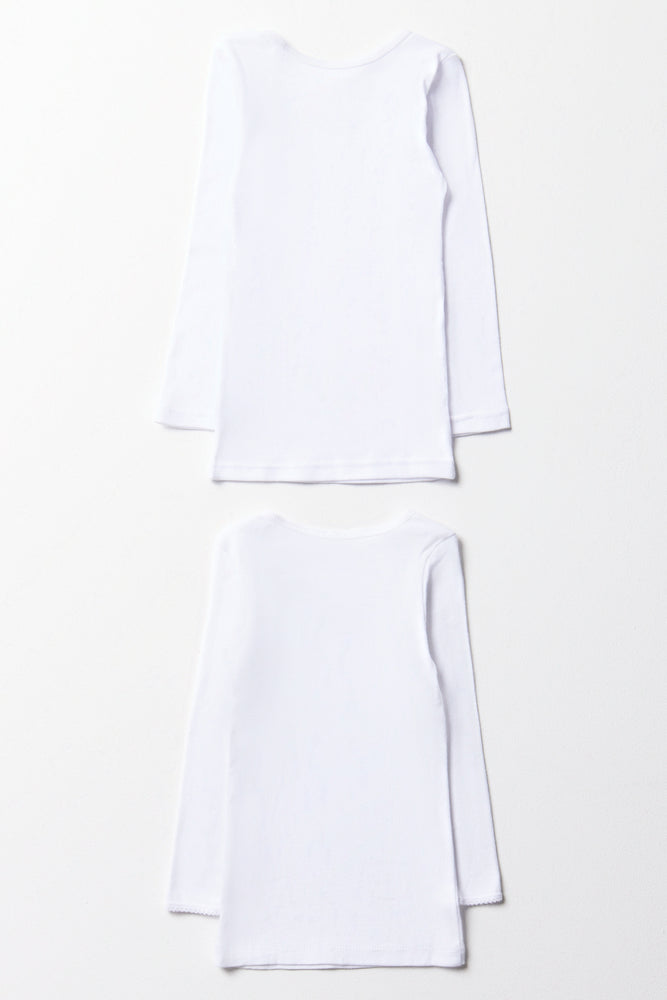 2 Pack Long Sleeve Vests White (2)