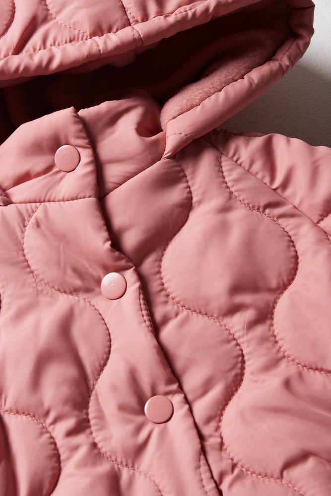Quilted Hooded Jacket Pink (1)