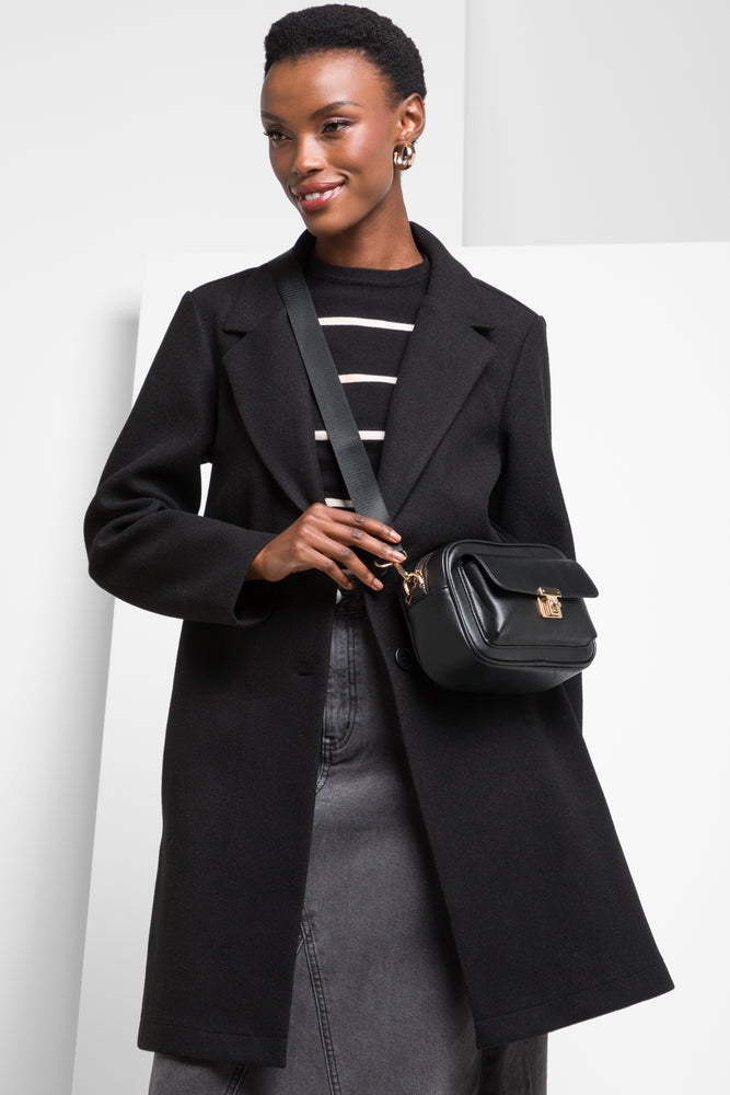 Unlined Melton Coat Black