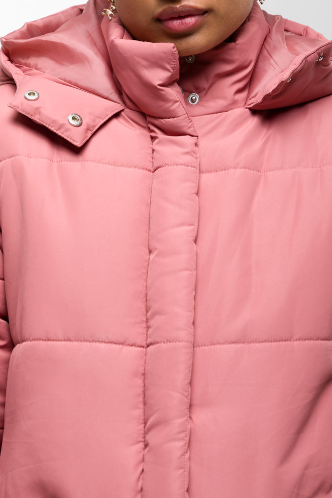 Longer Length Puffer Coat Pink (3)