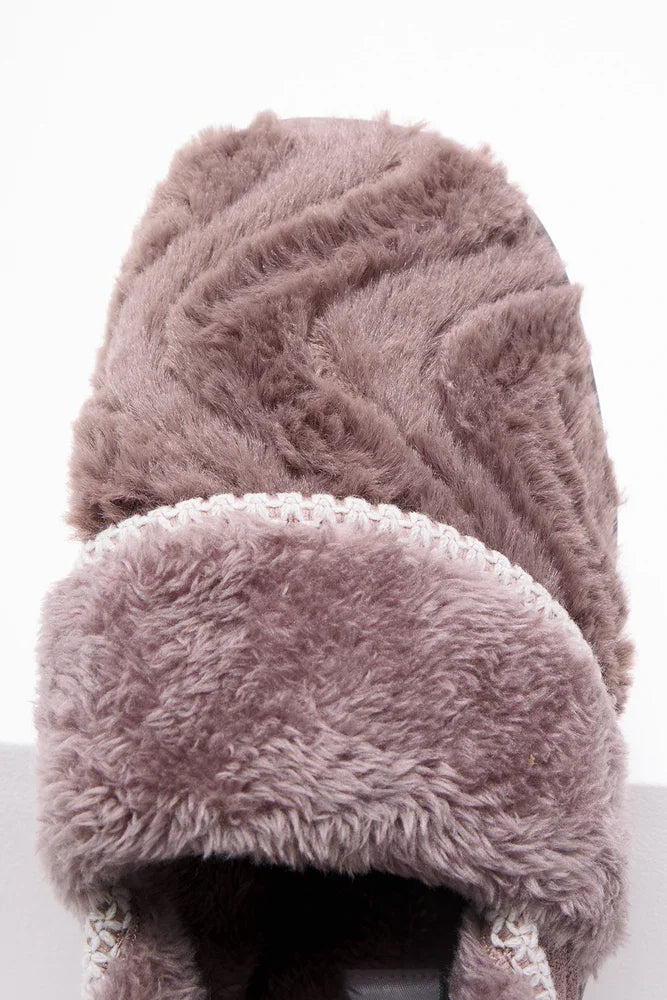 Plush Fur Closed Slipper Natural (4)